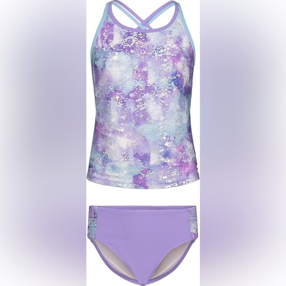 NWT Under Armour Girls 2 Piece Tankini Swimwear Set Vivid Purple Size 4 - Picture 1 of 5